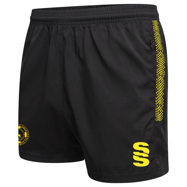 ROSSENDALE VALLEY JUNIORS FOOTBALL CLUB DUAL GYM SHORTS BLACK/YELLOW